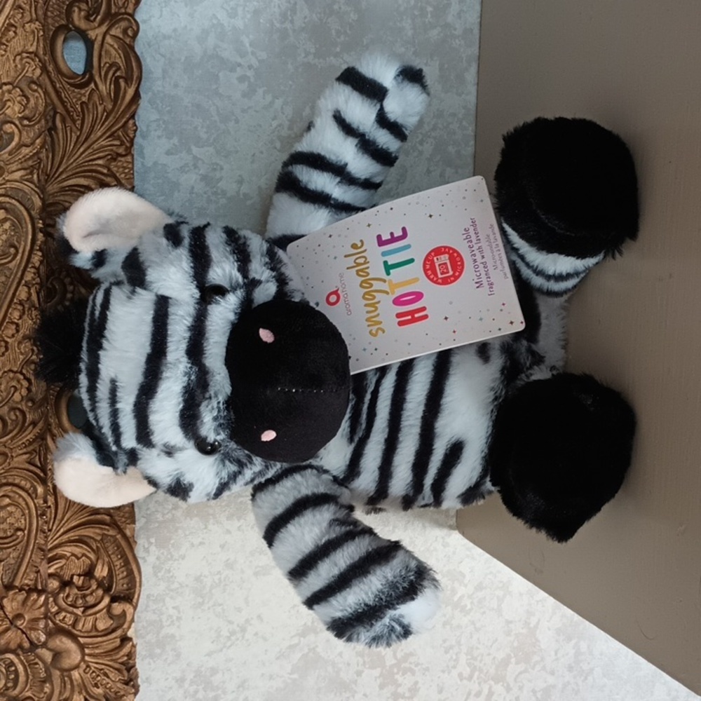 Aroma Home Snuggable Hottie 13" Zebra Lavender Microwave Warm Up NWT